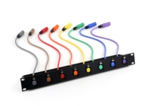 Panel Patch Audio 8 Saluran 1U 19" Rak Mount dengan Konektor XLR, 3-Pin Female, Kabel Pigtail XLR Male Berkode Warna, Audio Balanced