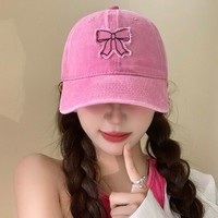Gorra de béisbol vintage bordada con lazo, de algodón lavado, sin estructura, de 6 paneles, estilo streetwear con parche.