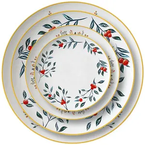 English Royal Elegance White Color Bone China Porcelain Dinner turkish dinnerware set With Gold Rimmed