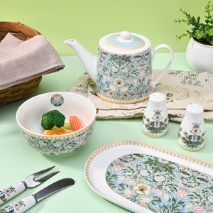 Hot Bán Sang Trọng Màu Xanh Lá Cây Gốm Bộ Bát Đĩa Mới Nhất Sơn Bộ Đồ Ăn Với Các Nhà Máy Hoa Underglaze Sứ Phù Hợp Với Cho Bữa Ăn Tối - Product Image 3