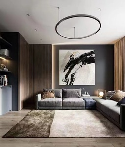 Khách sạn tác phẩm nghệ thuật Nhà cung cấp sơn trang trí và nhà máy đơn giản tùy chỉnh kích thước thiết kế hiện đại trừu tượng vải in màu đen và trắng - Product Image 6