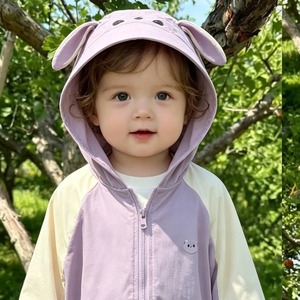 Vêtements pour bébé <span class=keywords><strong>printemps</strong></span>-été, confortables, anti-UV, 100% coton, unisexes, hauts pour bébé, motifs de dessins animés d'animaux, vêtements pour bébé à capuche - Product Image 1