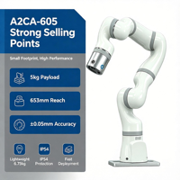 A2CA-605 Brazo Robótico Colaborativo de 6 Ejes, Ligero, de Aleación de Aluminio, Cobot, Caja de Engranajes, Rodamiento, Carga Útil Máxima de 8 kg, 653 mm