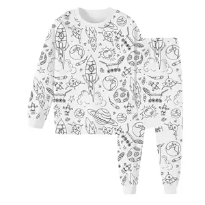 Pijamas unisex para niños Stick Figure DIY Coloring Pjs para niños