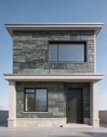 Panneau sandwich moderne en métal sculpté, imperméable et ignifuge, à grain de pierre empilée, pour mur de boutique conteneur et maison préfabriquée