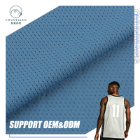 Tissu en maille œil-de-perdrix tricoté chaîne, séchage rapide, respirant, 150 GSM, 95 % polyester, 5 % élasthanne, teint, pour T-shirt d'été