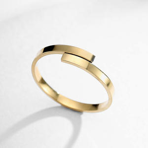 Simple Corea chapado en <span class=keywords><strong>oro</strong></span> de alta calidad joyerí<span class=keywords><strong>a</strong></span> de moda abierto anillo ajustable de acero inoxidable geométrico mujeres regalo de boda - Product Image 4