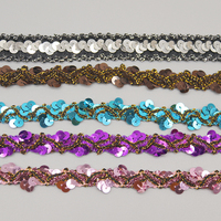Garniture en dentelle de bordure de paillettes au crochet de haute qualité garniture colorée métallique pour vêtements