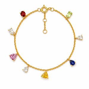 Bracelet UM Jewelry en argent 925 plaqué or 18 carats avec pierres précieuses colorées cultivées en laboratoire et zircon blanc pour unisexe, à porter au quotidien et pour les occasions festives - Product Image 1