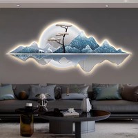 Peinture murale de fond de canapé de salon de style moderne et luxueux, paysage chinois avec lanternes, en porcelaine de cristal résistante à l'eau