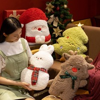 Coussin en peluche de Noël en polaire Sherpa, coussin rond géant en forme de Père Noël, renne, lapin des neiges, jouet en peluche, décoration de Noël