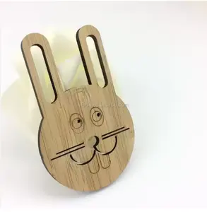 新到产品环保兔头造型竹质杯垫工艺品