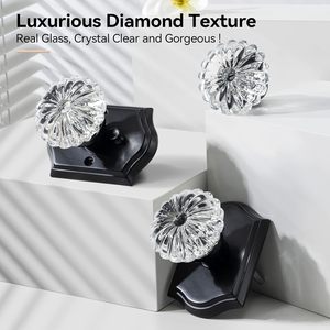 ลูกบิดประตูแก้วคริสตัลสีดำคาลซิเบโน่ดีไซน์วินเทจติดตั้งง่ายสำหรับห้องนอนห้องน้ำฟังก์ชั่นความเป็นส่วนตัว - Product Image 2