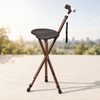 KN10YSB- # I #    En promotion : Bâton de marche triangulaire en aluminium avec siège pour personnes d'âge moyen et âgées, pliable et réglable en hauteur