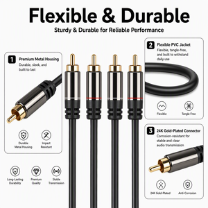 Cavo Audio 2RCA a 2RCA, Cavo Stereo <span class=keywords><strong>RCA</strong></span> Maschio-Maschio HiFi OEM - Product Image 2