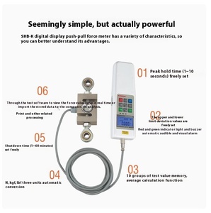 Jauge numérique portable série SHB-2K avec capteur externe de type S pour mesures de poussée-tirage - Product Image 2