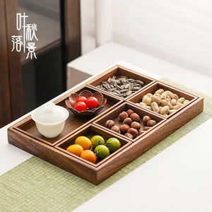 Tea And Snack Tray With Compartments Rectangle Multifunctional For <b>Table</b> Use Drink Food Storage Trays - Product Image 4