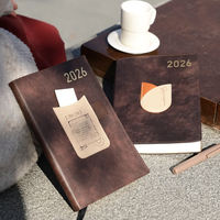 Carnet A5 en cuir PU à couverture rigide 2026, journal/agenda personnalisé avec logo, agenda anglais, papeterie de bureau, cadeau d'entreprise