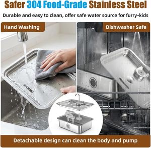 Fontaine à eau pour animaux de compagnie 2026 ultra silencieuse en acier inoxydable 12L/410oz/3.2Gal grande capacité ou fontaine à eau potable pour chat et chien - Product Image 5