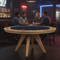 Table de poker professionnelle de luxe en bois avec pieds en bois massif, design durable pour casino et divertissement à domicile