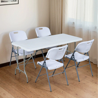 Ensemble de tables pliantes d'extérieur portables, design moderne, blanc, en PVC, durables, faciles à nettoyer, pour ferme et hôtel, 6/8 pieds, vente en gros à prix réduit