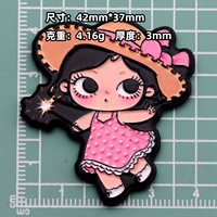 Breloque en acrylique fille Chibi dessin animé, brillante UV, gaufrée 3D, fournitures de bricolage, décoration pour coque de téléphone et journal, vente en gros