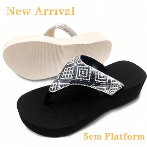 Sandales compensées Nicecin pour femme à talon haut, avec strass et cristaux, plateforme antidérapante à semelle épaisse, parfaites pour l'été - Product Image 2