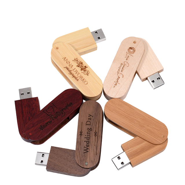 Swivel Wooden USB 2.0 Flash Drive 128MB 3-Year Warranty Custom Logo Gift Option in Stock