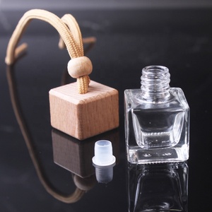 6ML di alta qualità decorazione automatica coperchio in legno marrone corda di cotone auto profumo <span class=keywords><strong>vetro</strong></span> quadrato appendere bottiglia diffusore - Product Image 4