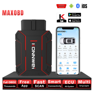 T350 MAXOBD Lecteur de codes OBD2 pour tous les systèmes, outil de diagnostic automobile pour Android/iOS Noir/Rouge - Product Image 1