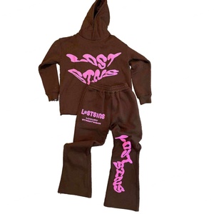Custom Design Sweatshirt and Sweatpants <b>Set</b> High Quality Tracksuit Heavy <b>Weight</b> Flared Sweatpants and Hoodie <b>Sets</b> - Product Image 6