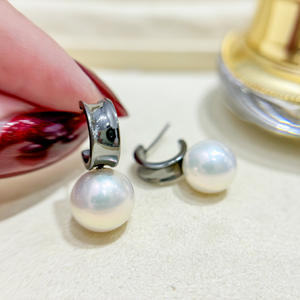 Accessoires en argent pur S925 pour la création de bijoux en perles, boucles d'oreilles en argent tendance avec barre ronde de 9 à 15 mm et plateau vide 22256 - Product Image 2