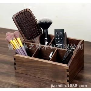 Wooden <b>Storage</b> Box Solid Wood Rectangle Multi Purpose Office Organizer For Desktop <b>Dressing</b> <b>Table</b> Living Room Retro Color - Product Image 1
