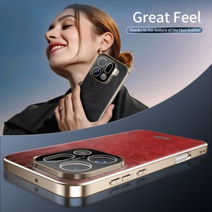 เคสโทรศัพท์หนัง PU ชุบเคลือบหรูหราสำหรับ Oppo FIND X9 Pro Reno 15 Pro พร้อมฟิล์มกันรอยเลนส์ HD - Product Image 6