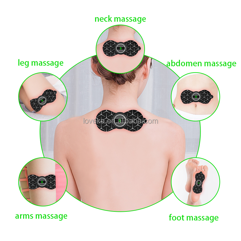 Amazon best seller ems mini body muscle relax sticker massage pads remote control wireless tens massager