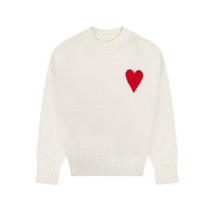 <span class=keywords><strong>Pull</strong></span> en coton respirant à col montant, rayé, motif cœur, décontracté, pour homme et femme, nouvelle collection automne-hiver - Product Image 4