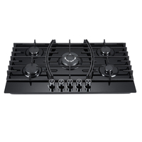 Appareils de cuisine, plaque de cuisson au gaz encastrable, multi-cuiseur écoénergétique, plaque de cuisson OEM personnalisée, cuisinière à gaz 5 brûleurs en verre trempé