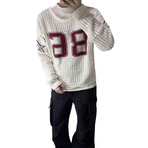 Pull tricoté pour homme Ingale Lamb à motif personnalisé, col rond, manches longues, style jersey ajouré jacquard numérique, vente en gros, été - Product Image 2