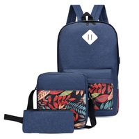 Sac à dos pour ordinateur portable avec double fermeture éclair et chargement USB, style mode et loisirs, ensemble de 3 sacs de voyage