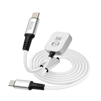 Cable de Carga USB C 2 en 1 de 60W y Cargador Inalámbrico Magnético de 5W para Reloj Inteligente y Teléfono Móvil