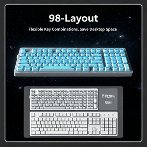 Zornher ZH980 Spaceman Galaxy Pembe Mekanik Klavye Pembe Kit 5.0 Üç Modlu RGB Arkadan Aydınlatmalı Kablosuz Ofis Klavyesi - Product Image 3