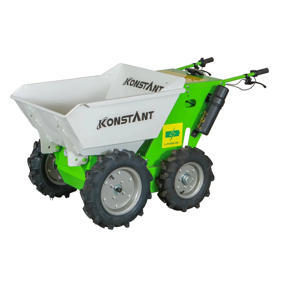 Dumper Barrow listrik Mini kebun murah, roda Dumper kekuatan empat roda barrow taman beton Buggy 300kg 1000w baterai pow