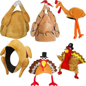 批发创意感恩节火鸡帽可移动火鸡帽感恩节装饰派对帽