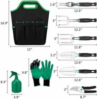 Ensemble d'outils de jardin robustes SUNSHINE 9 pièces en alliage d'aluminium et acier, outils à main pour travaux extérieurs, sac de jardin personnalisable OEM