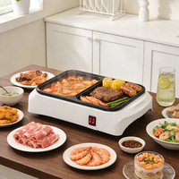 Grill électrique multifonctionnel avec surface de cuisson antiadhésive ouverte de 1500 W pour une utilisation en extérieur et en intérieur