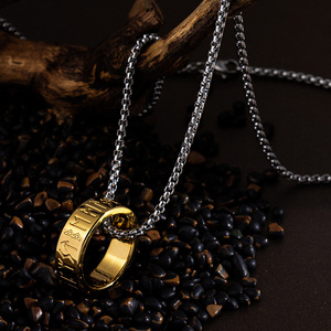 Bijoux de style <span class=keywords><strong>viking</strong></span> mythologique nordique européen et américain, collier en acier titane pour homme avec runes, chaîne de perles, polyvalent - Product Image 4