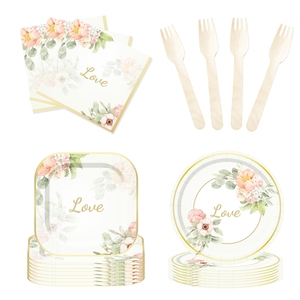 DAMAI, platos y servilletas para fiesta de despedida de soltera, juego de vajilla para fiesta de Sr. y Sra., decoraciones de boda de compromiso, favores para cumpleaños - Product Image 3