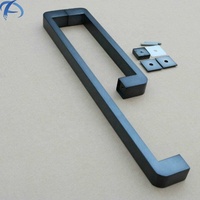 Poignée de porte en verre pour salle de bain en acier inoxydable au design moderne, poignée de porte carrée d'angle Austin commerciale noir mat