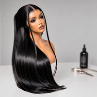 Perruques Lace Front sans colle HD en cheveux humains vierges brésiliens naturels, lisses comme des baguettes, pour femmes noires