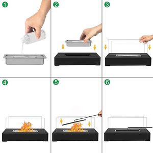 <span class=keywords><strong>El</strong></span> <span class=keywords><strong>mejor</strong></span> cuadrado personalizado Manual de mesa <span class=keywords><strong>Bioetanol</strong></span> combustible Metal chimenea Interior Exterior uso Real llama calentador Vidrio Templado - Product Image 5